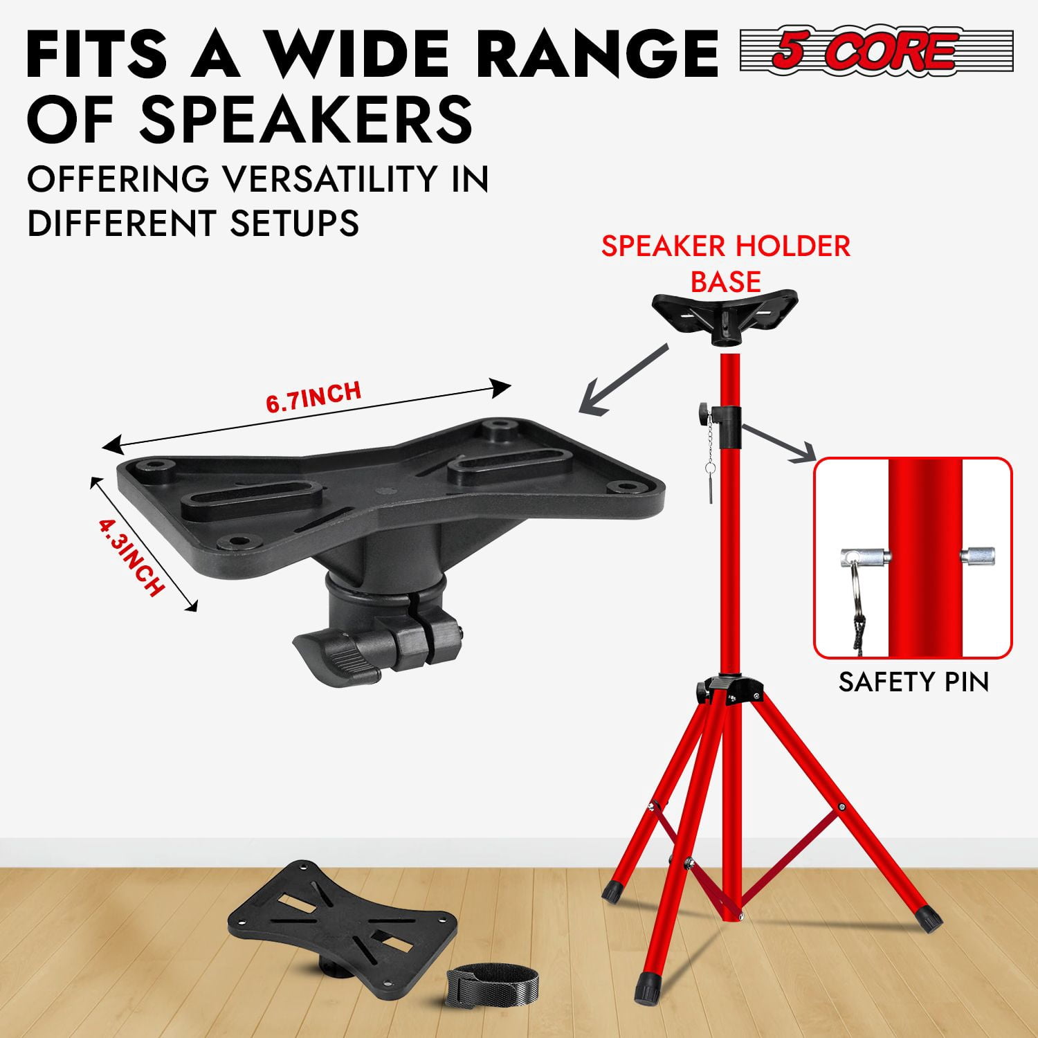Speaker Stand 2Pcs Tripod Floor Tall Adjustable Up to 72 Inch DJ Studio Monitor Stands Pole Mount