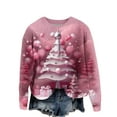 thumbnail image 5 of ZQUUVOU Women's Sweater Casual Round Neck Christmas Printed Long Sleeve Knitted Blouse (Pink,M), 5 of 7