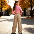 thumbnail image 4 of Corduroy Pants Girls Baggy Button High Waisted Wide Leg Lounge Pants Fall Casual Work Trousers with Pockets Khaki XL, 4 of 7