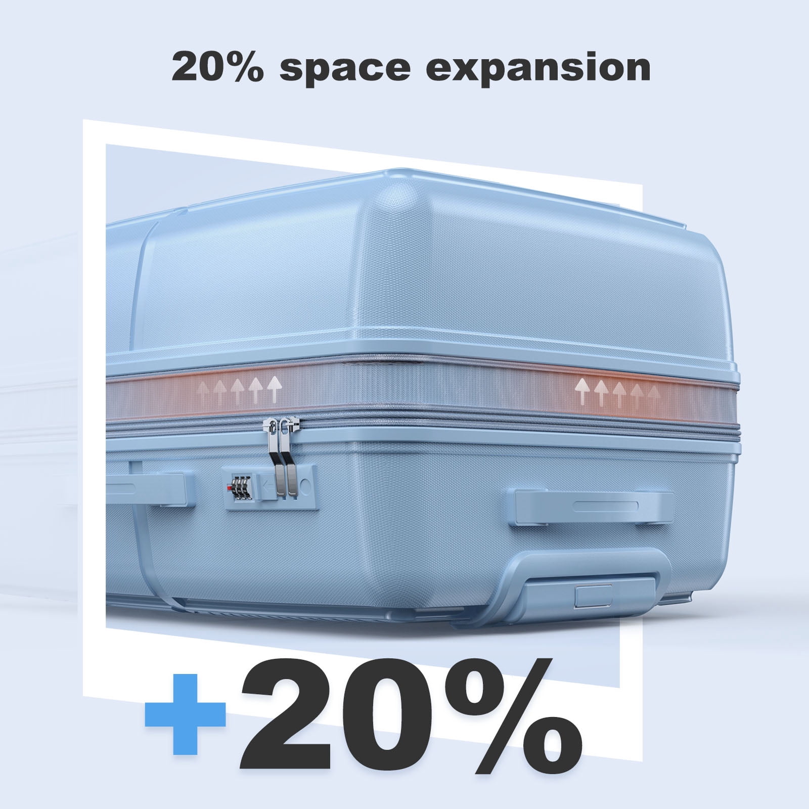 Nazhura Hard Shell Luggage Set, 3-Piece Hardside Suitcase Set, 20-inch, 22-inch, 28-inch Luggage , Carry on Luggage Set, Travel Luggage Set, Large Suitcase with Wheels, Light Blue
