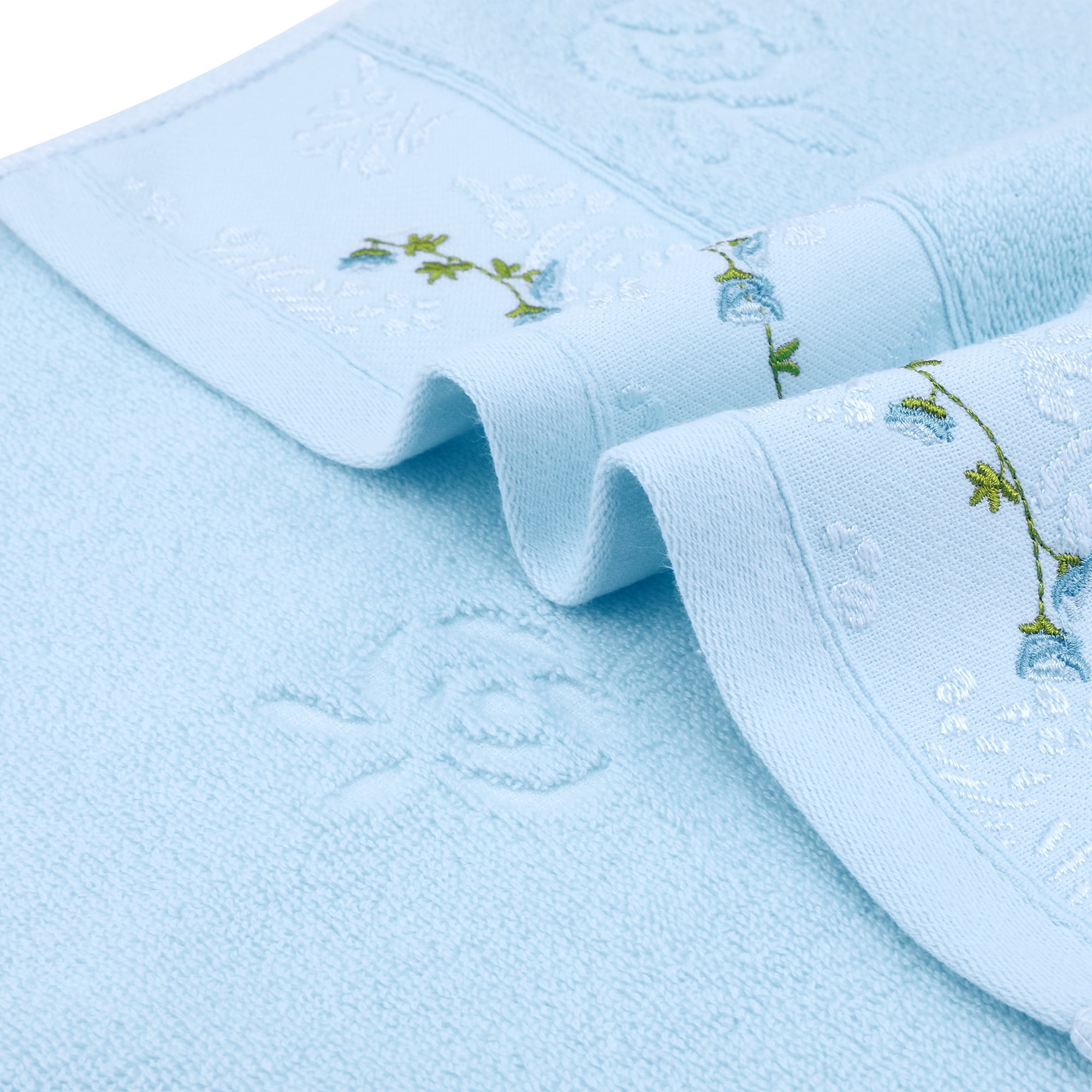 REGALWOVEN Floral Embroidered Hand Towels for Bathroom, 13 x 29 Inch Soft Absorbent Decorative Towel for Bath, Kitchen, Spa, Gym Light Yellow 4-Piece