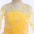 thumbnail image 4 of IBTOM CASTLE Flower Girls Dress Vintage Floral Lace Embroidered 3/4 Sleeves Maxi Dresses Wedding Princess Party Communion Evening Formal Dance Gown 5-6 Years Yellow, 4 of 8