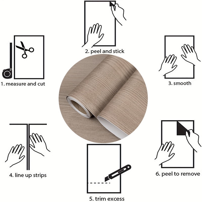PVC Wood Grain Self Adhesive Wallpaper Peel and Stick Waterproof Vinyl Liner Removable Easy Install Rustic Wood Look Roll 23.62in*118/ 197in