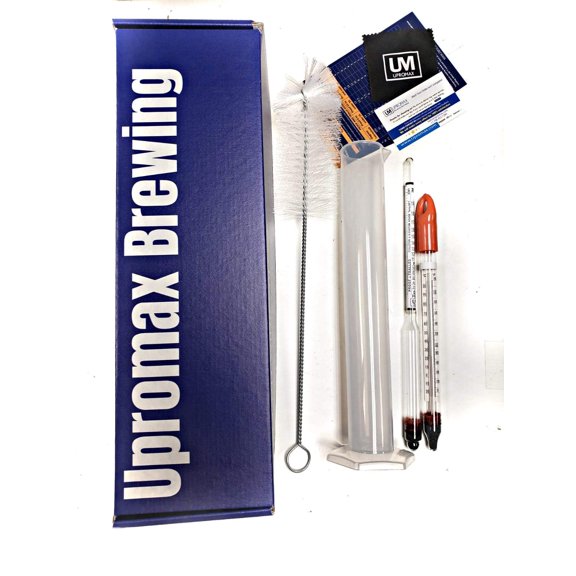 Upromax Hydrometer Alcohol Meter Test Kit: Distilled Alcohol  0-200 Proof Deluxe Set Traceable Alcoholmeter with Glass Jar for Proofing Distilled Spirits