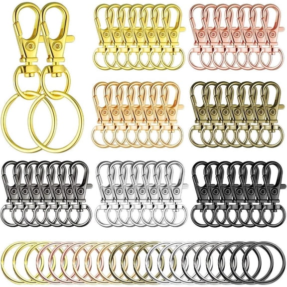 100pcs Swivel Clasps Set 50pcs Lanyard Snap Hooks with 50pcs Key Chain Rings, Lobster Keychain Clip Hooks Lobster Claw Clasps for Keychain Jewelry DIY (Multicolored)
