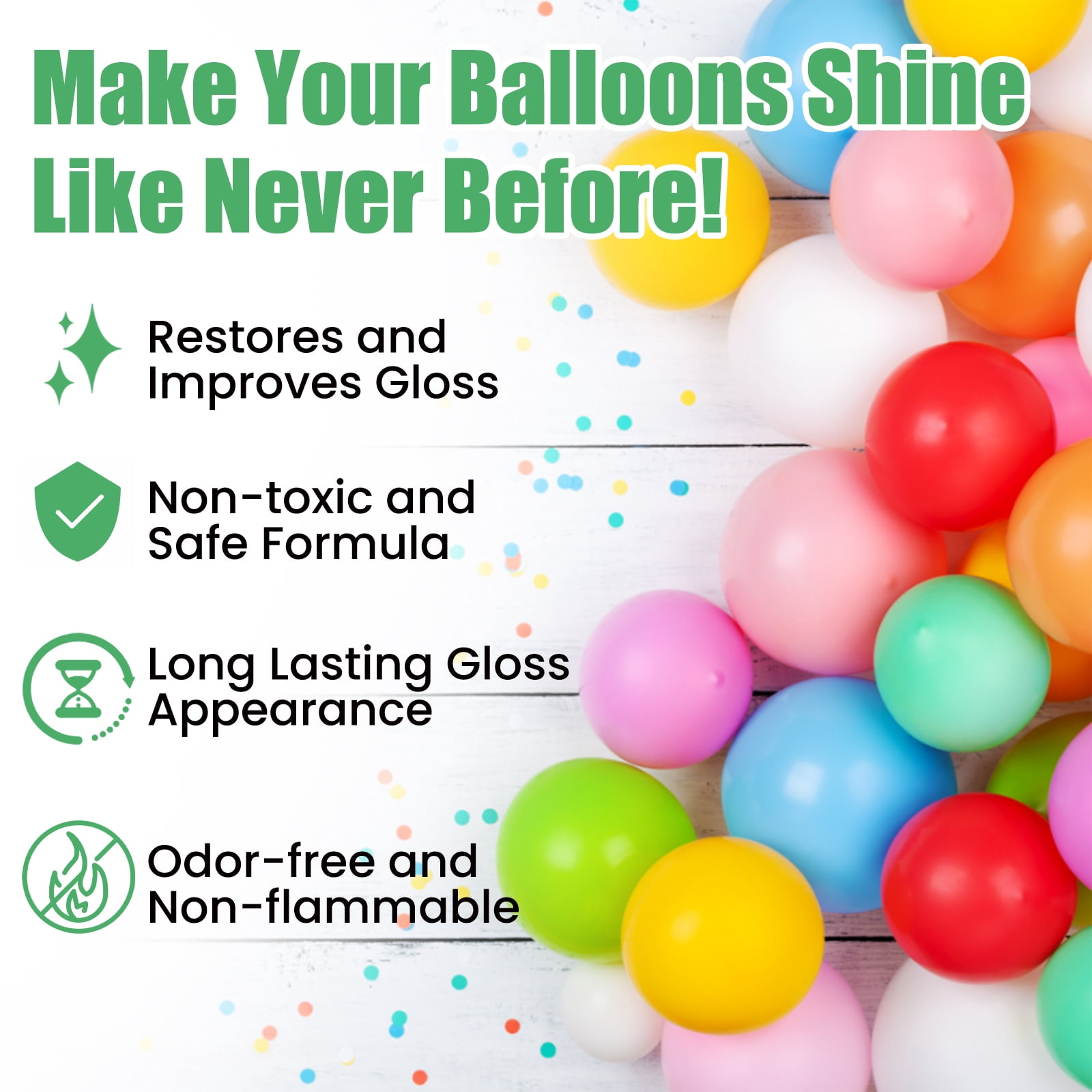 Alvantor Balloon Shine Spray for Latex Balloons, Instant Party Shine Finish, 3.38fl.oz