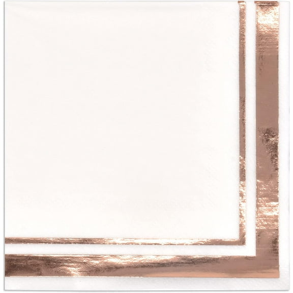 Gift Boutique 120 Rose Gold and White Disposable Paper Napkins