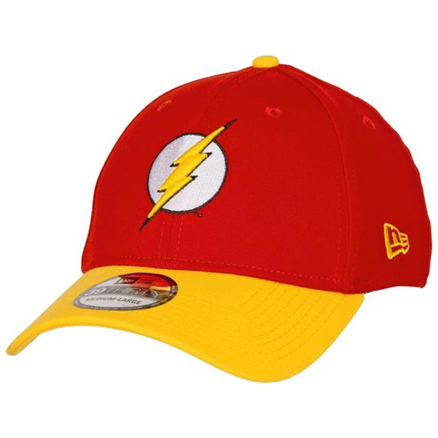 Flash 831589-medium-large The Flash Symbol Scarlet & Gold New Era 39Thirty Fitted Hat - Medium & Large