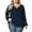 Blue, variant on Plus Size Lace Blouse for Women Cross V Neck Sheer Double Layers Long Sleeve Shirt Tops Black XL