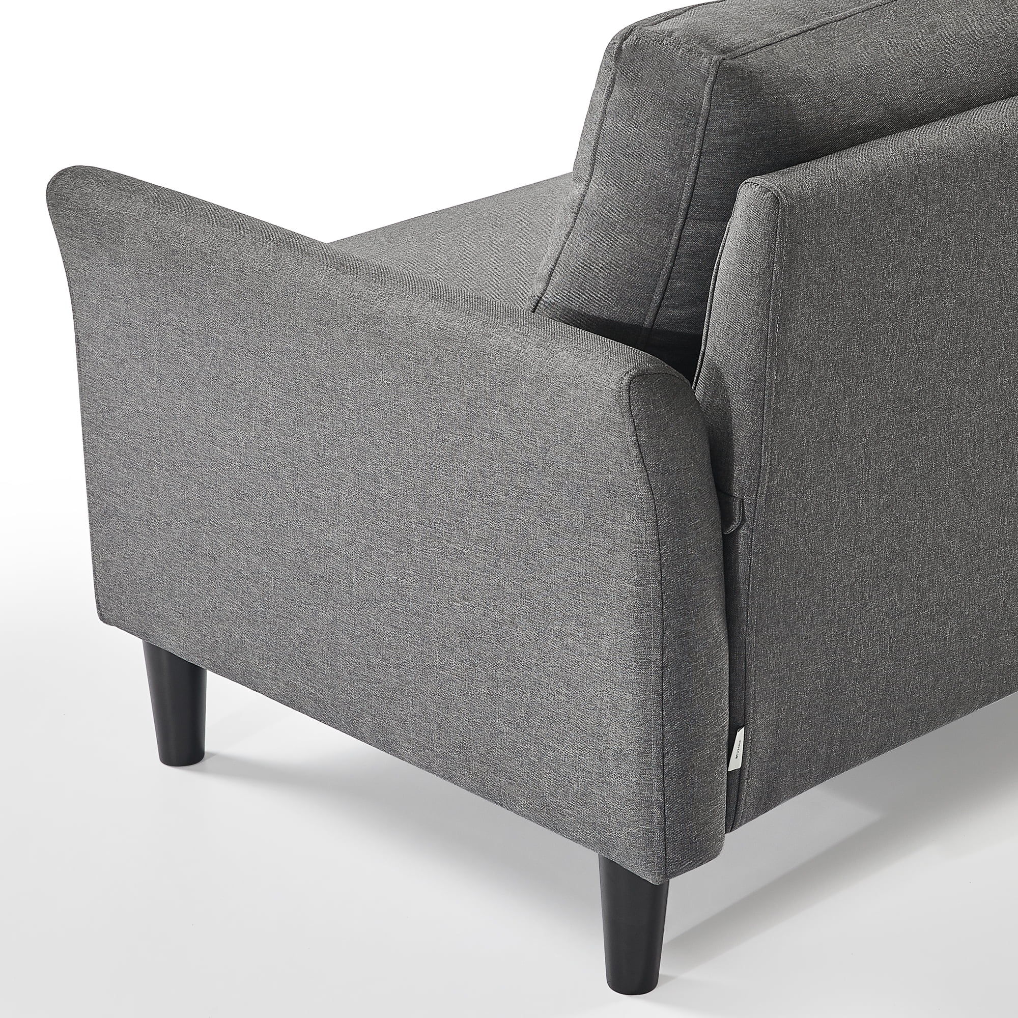 Zinus Jackie 2-Seater Indoor Loveseat, Dark Grey, Small Space Furniture