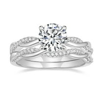 SFTING 1.5ct Engagement Ring for Women Bridal Wedding Ring Set Zirconia Twist Infinity Pave Size 7