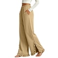 thumbnail image 5 of VBVC Women's Wide Leg Ruffle Hem Sweatpants , Drawstring Stretchy Trousers For Women , Ladies' Casual Lounge Pants with Pockets, S-2XL, 5 of 7