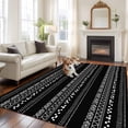 thumbnail image 3 of Area Rug 72×108in, Lines Stripe Diamond Triangle on Black Floor Carpet Living Room Rug, Ethnic Tribal Pattern Non-Slip Welcome Mat Indoor Rugs for Bedroom Dining Room, 3 of 9