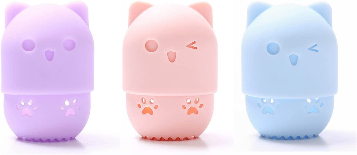 3Pcs Makeup Sponge Holder Portable Beauty Sponge Travel Case Soft