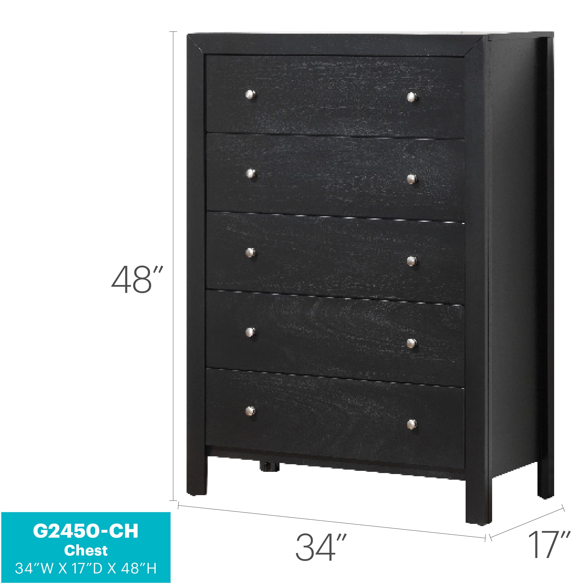 Glory Furniture Burlington Chest in Black Color