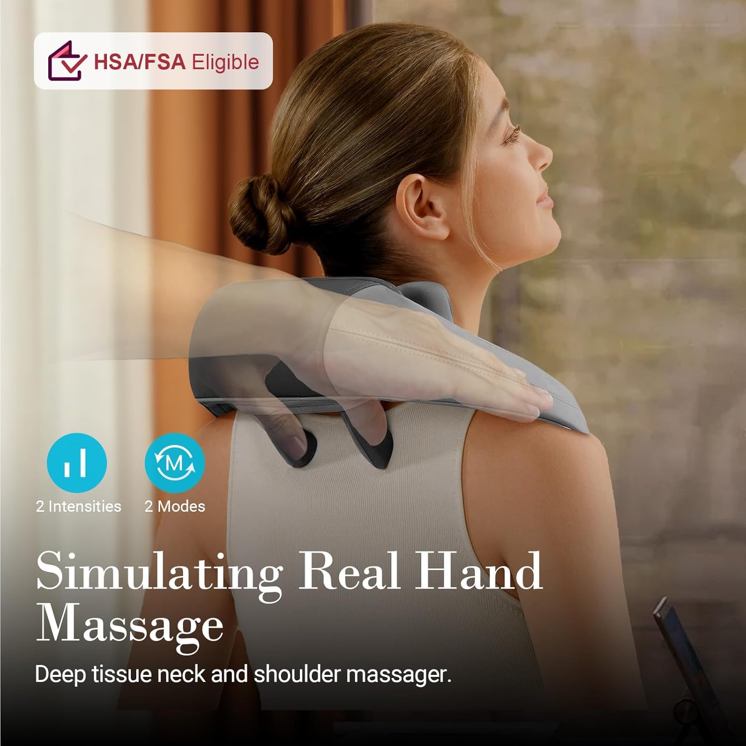 Cupilo Shiatsu Neck and Back Massager with Heat, 4D Cordless Electric Deep Tissue Kneading Massage Pillow for Shoulder Leg Body Muscle Pain Relief, Gift for Men Women Home Office Use