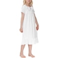 thumbnail image 6 of hengsof Girls Lace Trim Princess Dress, Short Sleeve Round Neck Tie Waist Gown, Spring Summer Nightwear or Home Dress 5-14 Years, 6 of 8