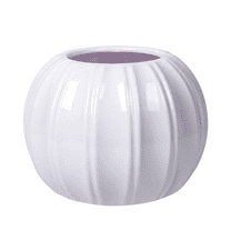 Creative Pumpkin Shape Ceramic Vase for Flower Dry Flower Hydroponic Planter Decorative Vase for Home Room Office Party Wedding-White