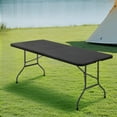 thumbnail image 3 of OSM 6ft Plastic Folding Table with Handle for Indoor Outdoor, 6 Foot Utility Commercial Craft Foldable Table for Party Events, Black, 3 of 8
