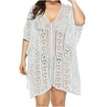 thumbnail image 2 of Vmvidoty Swimsuit Coverup Summer Dresses for Women Vacation Essentials Eyelet Crew Neck Loose Sleeveless Twisted Dresses White Free Size, 2 of 6