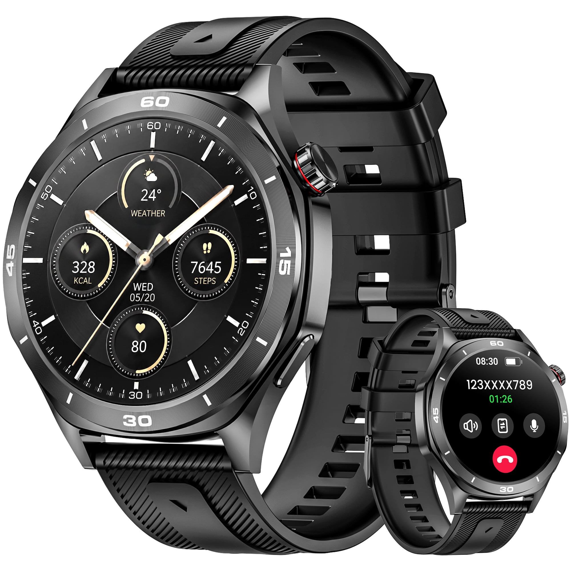 Minsxk Smart Watch Fits for Android and Iphone, 1.52" HD Fitness Tracker,120+ Sport Modes, Smartwatch with Bluetooth Calls/Answer,Smart Watches for Men Women,Ip68 Waterproof,for Gift Black