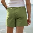 thumbnail image 2 of Women Shorts Athletic Summer Twill Shorts for Women, Casual Straight Leg Short Pants with Pockets, Summer Loose Versatile Bottoms Daily Wear Green L, 2 of 6