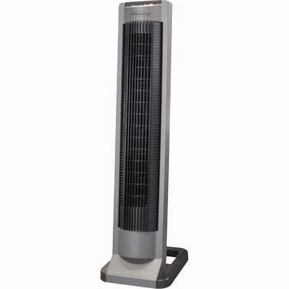 35 in. Tall Column Fan with Oscillating Grill, Dark Grey & Black