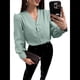 thumbnail image 2 of Blusas Informales de Negocios para Mujer, Camisas de Verano de Larga con Botones y Cuello en V, Blusas de . Verde XXL, 2 of 8