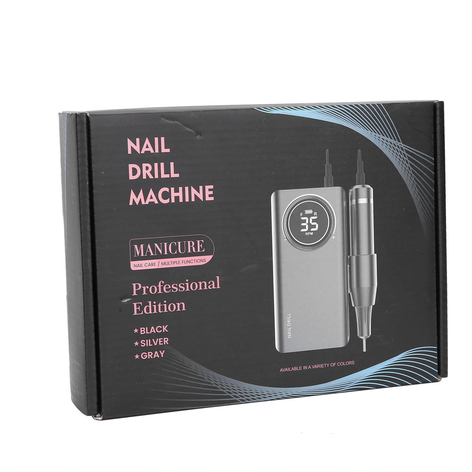 Xirurus 35000 RPM Rechargeable Nail Drill Pen with LCD, Dual‑Side Holder, Power‑Bank, 12‑Hour Battery, Light Gray