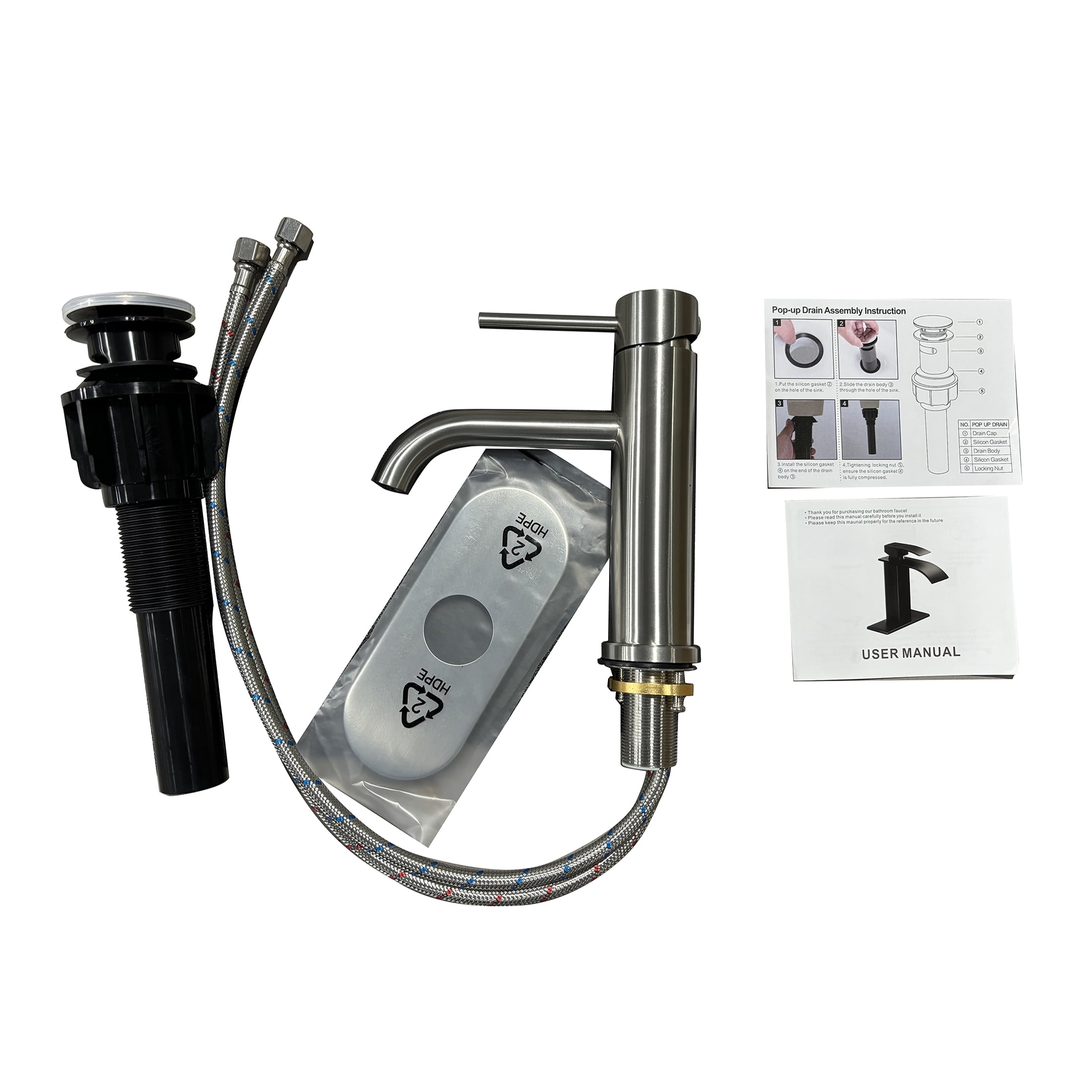 JERFIT Single Handle Bathroom Sink Faucet, Brushed Nickel, 1-Hole Vessel Vanity Lavatory Faucet with WaterSense Certified Ceramic Cartridge, Anti-Corrosion Stainless Steel