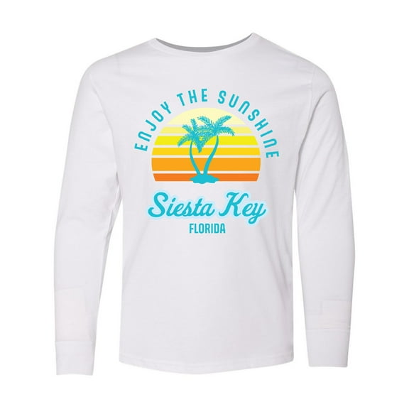 Inktastic Summer Enjoy the Sunshine Siesta Key Florida in Blue Long Sleeve Youth T-Shirt