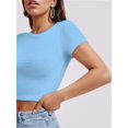 thumbnail image 5 of Women's Short Sleeve Crop Tops Crew Neck T Shirt Sexy Tee, 5 of 5