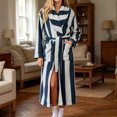 thumbnail image 2 of Fancifize Stripes Robe for Women Long Sleeve Bathrobe Casual Shower with Pockets Soft Kimono Robes Sleepwear Loungewear Pajamas, 2 of 7