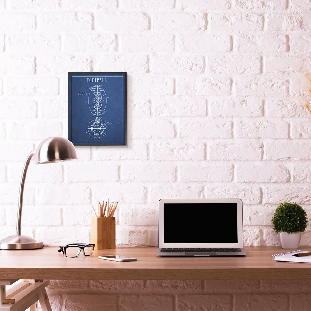 Football Blueprint Vintage Sports Design Framed Giclee Texturized Art by Daphne Polselli