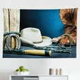 thumbnail image 1 of Western Tapestry, Old Leather Boots and Spurs Rustic Rodeo Equipment USA Style Art Picture Print, Fabric Wall Hanging Decor for Bedroom Living Room Dorm, 2 Sizes, Brown, by Ambesonne, 1 of 1