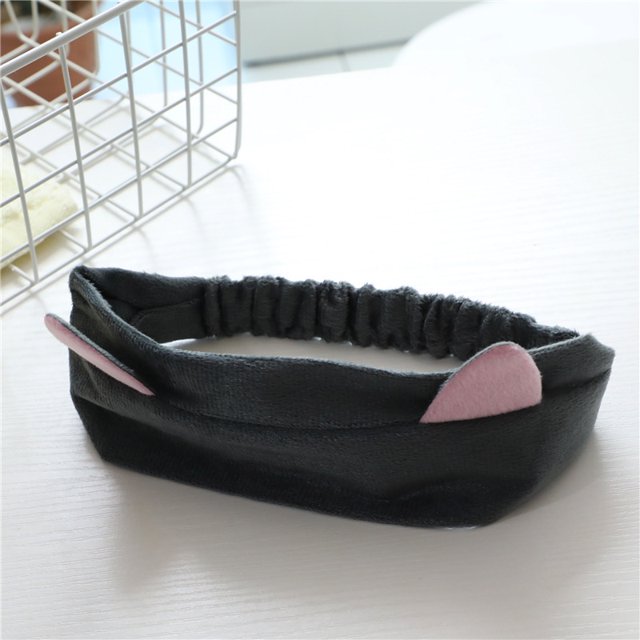 Banda para el cabello con orejas de gato elásticas para el baño, accesorios para el cabello, banda para el cabello para lavarse la cara, maquillaje, aplicar mascarilla, cubrir el cabello, banda para