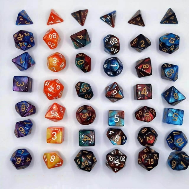 7x Polyhedral Dices Smooth D4-D20 for Math set family board Teaching Bar Table Board Games Violet Blue