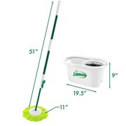 Libman Microfiber All-in-One Lightning Spin Mop System with Compact Bucket for Easy Cleaning