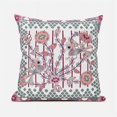 thumbnail image 2 of Amrita Sen Designs  20 x 20 in. Pond Peacock Suede Zippered Pillow with Insert - White & Magenta, 2 of 8