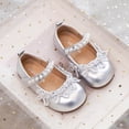 thumbnail image 2 of Viluyesy Girls’ Spring Summer Mary Jane Shoes – Pearl-Embellished Floral Bowknot Dress Shoes for Formal, Party, and Everyday Wear Silver Size 10, 2 of 10