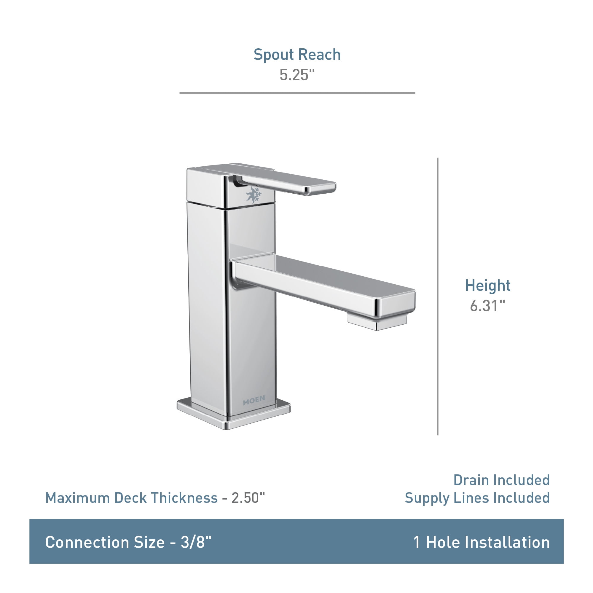 Moen S6710BL 90 Degree 1.2 GPM Single Hole Bathroom Faucet - Black
