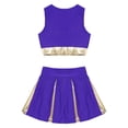 thumbnail image 4 of iiniim Robe d'Uniforme de Cheerleading pour Filles Enfants Hauts de Cheerleader avec Mini-Jupe Ensemble Costume de Cosplay de Carnaval Violet 10, 4 of 7