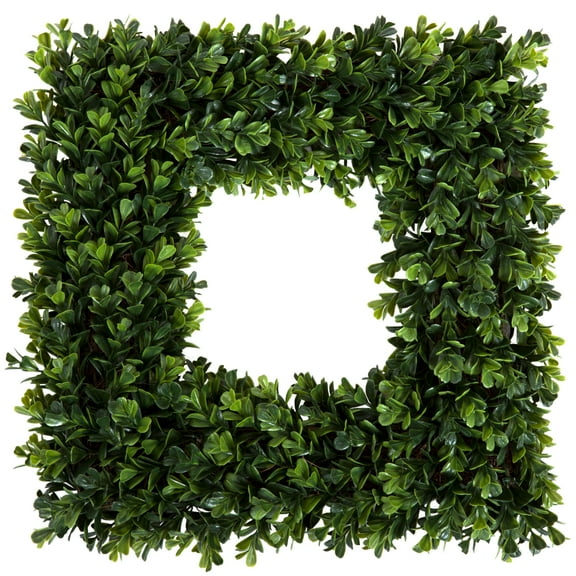 Pure Garden 16.5-Inch Indoor/Outdoor Artificial Greenery Boxwood Wreath for Frontdoor, Summer/Spring Decor, Green