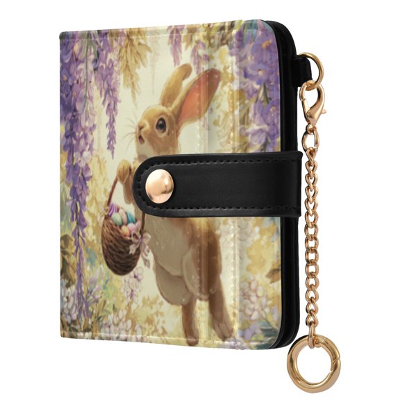 Qxltty Cute Brown Bunny Ladies Wallet Rfid Slim Thin Compact Credit Card Women Wallet Zipper Coin Pocket and ID Window for Female Gifts