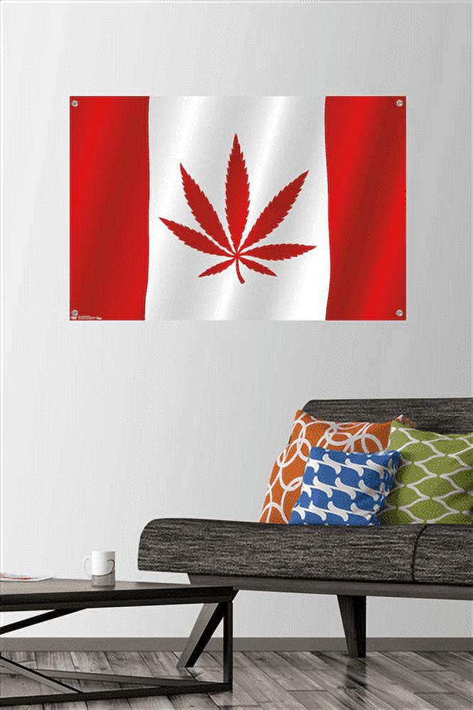 Canadian Hemp Flag Wall Poster with Push Pins, 22.375" x 34"