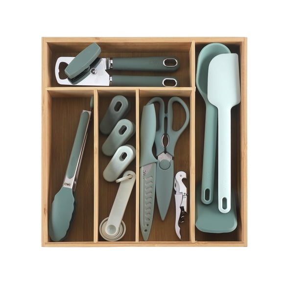 Juego de utensilios de cocina COOK WITH COLOR Bamboo, 18 piezas con organizador