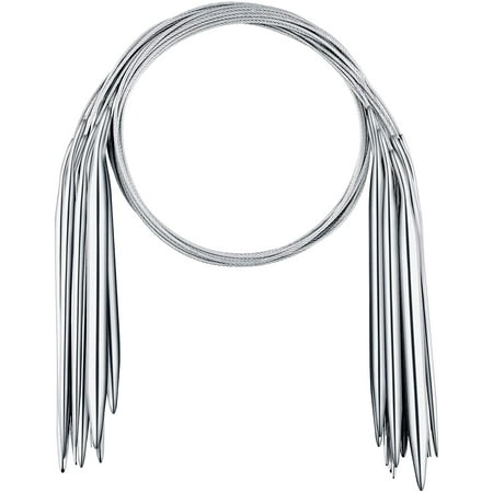 12 Pieces Stainless Steel Circular Knitting Needles Set 32 Inch Crochet