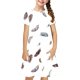 thumbnail image 2 of Odeerbi Niñas Verano A-Línea Vestido Pluma Impresión Swing Vestido Niños Manga Corta Vestido Elástico, 2 of 7