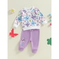 thumbnail image 6 of Aojekbee Baby Girl Fall Outfit Floral Print Long Sleeve Round Neck Pullover with Elastic Waist Pants 2 Pcs Set, 6 of 10