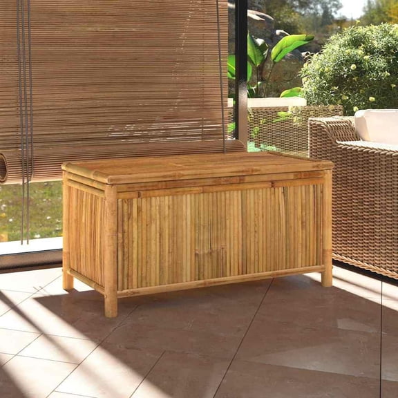 Natural Bamboo Garden Storage Box with Zip Closure, Ample Outdoor Storage for Garden Tools and Cushions, Breathable Material for Indoor and Outdoor Use, Durable Polyethylene